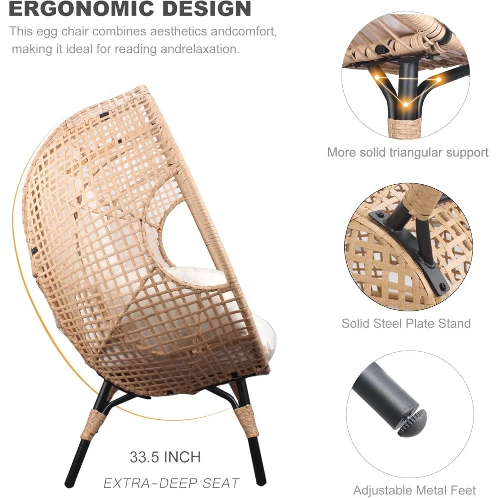 Two Piece Wicker Egg Chair Set For Indoor Outdoor Use