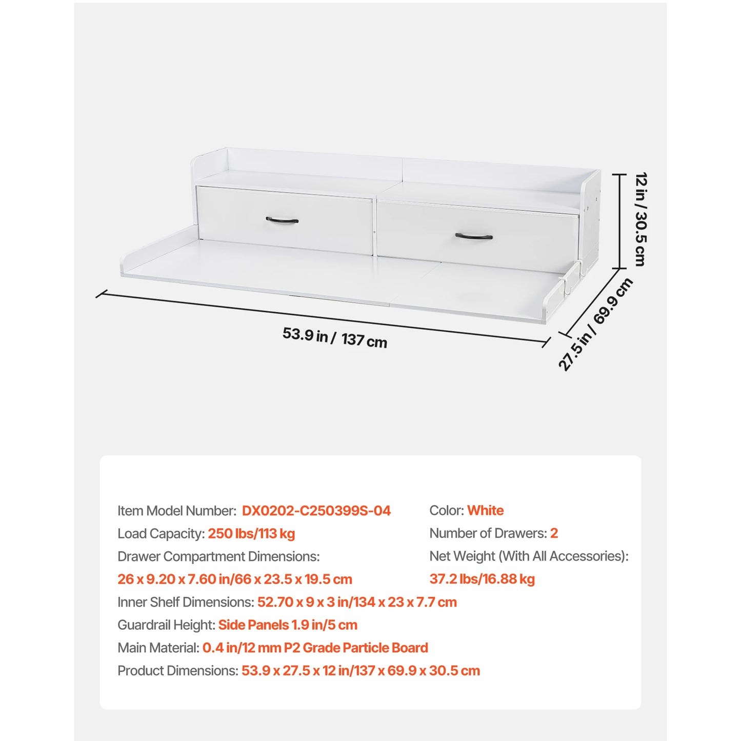 SucceBuy Washer Dryer Countertop Shelf With Drawer For Laundry Room