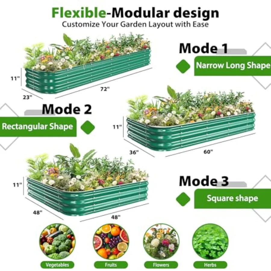 OLOEY Galvanized Raised Garden Bed Outdoor Planter Box