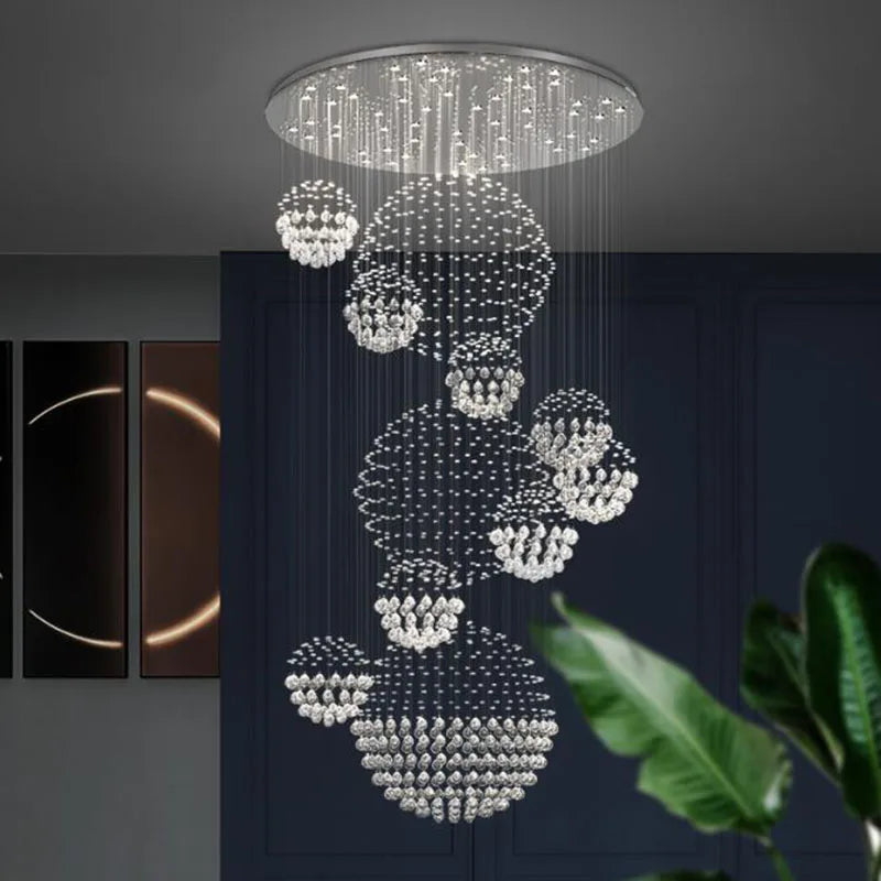 Modern Stainless Steel Crystal LED Ceiling Chandelier For Home