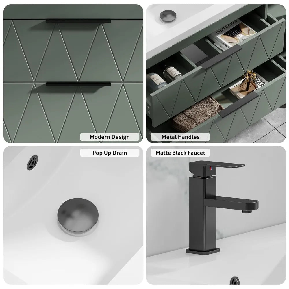 XIAOLANG Wall Mounted Floating Bathroom Vanity With Sink Soft Close