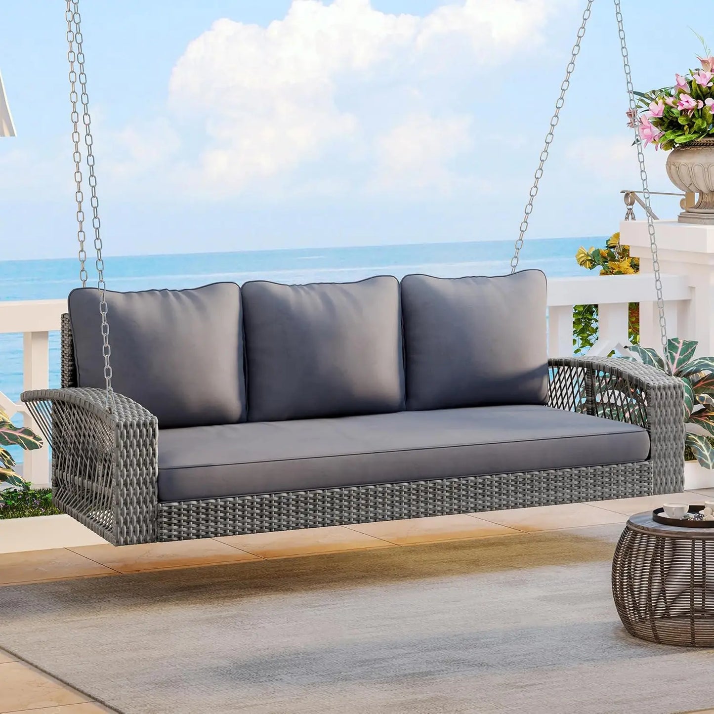 Porch Daybed Swing Outdoor Wooden Swing Bench For Patio Garden