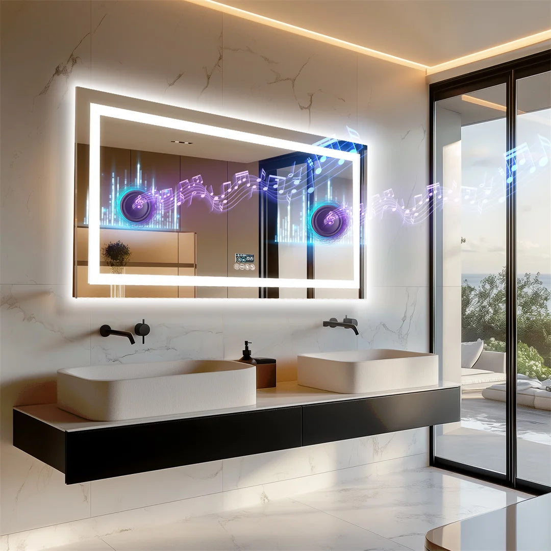 LUVODI Large Bluetooth Vanity Mirror With LED Light Three Color Temperatures