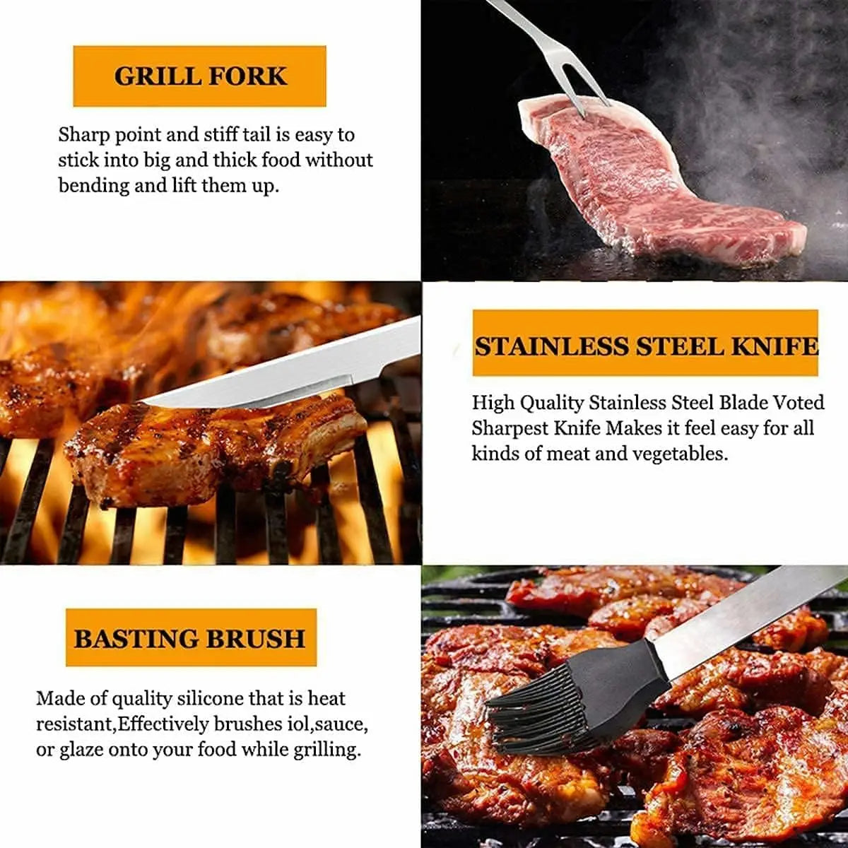 Grill Set With Apron BBQ Accessories Outdoor Grilling Kit