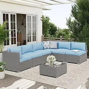 Outdoor Patio Sofa Set Rattan Wicker With Glass Top Table