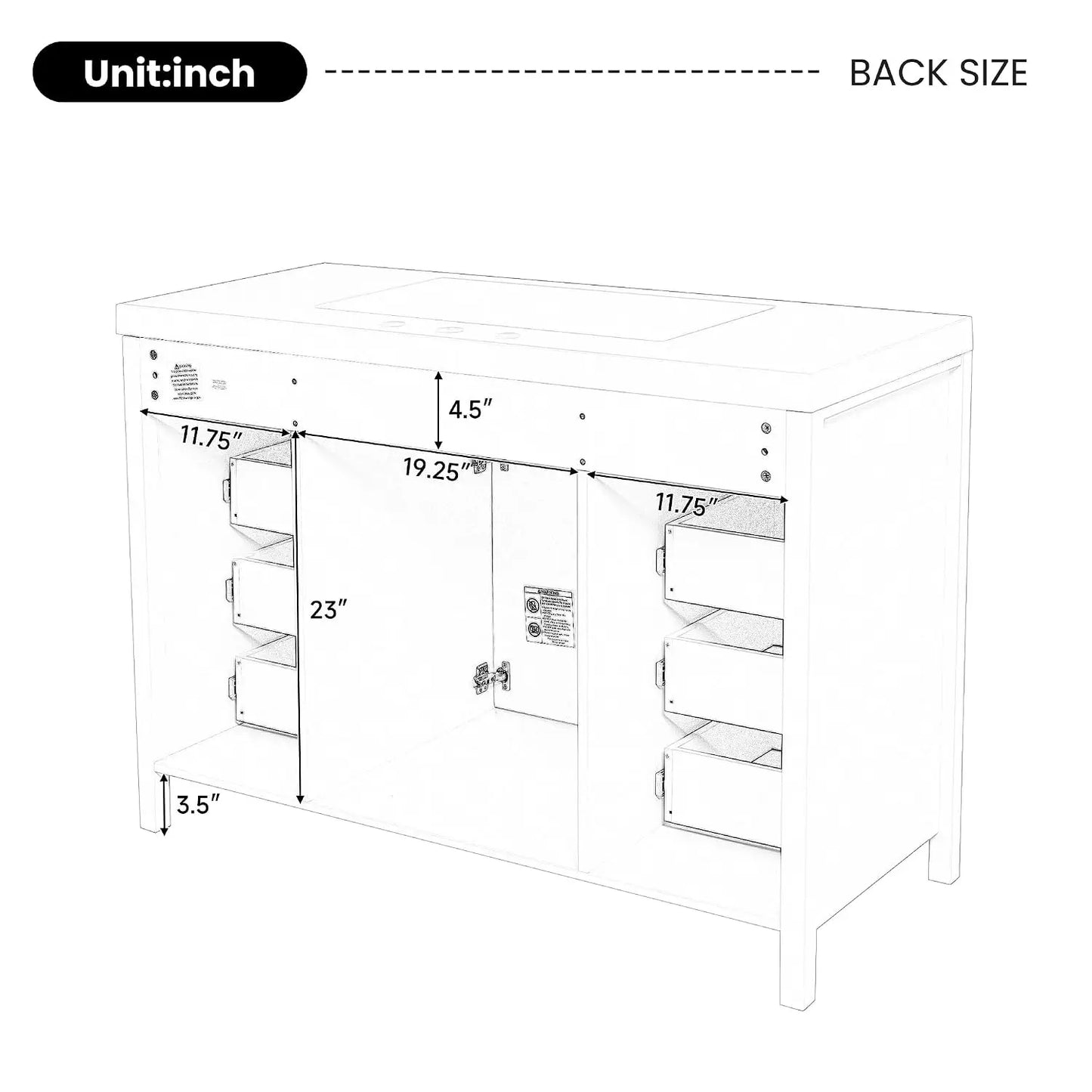 Modern Vanity Sink Cabinet With 2 Doors And 8 Drawers