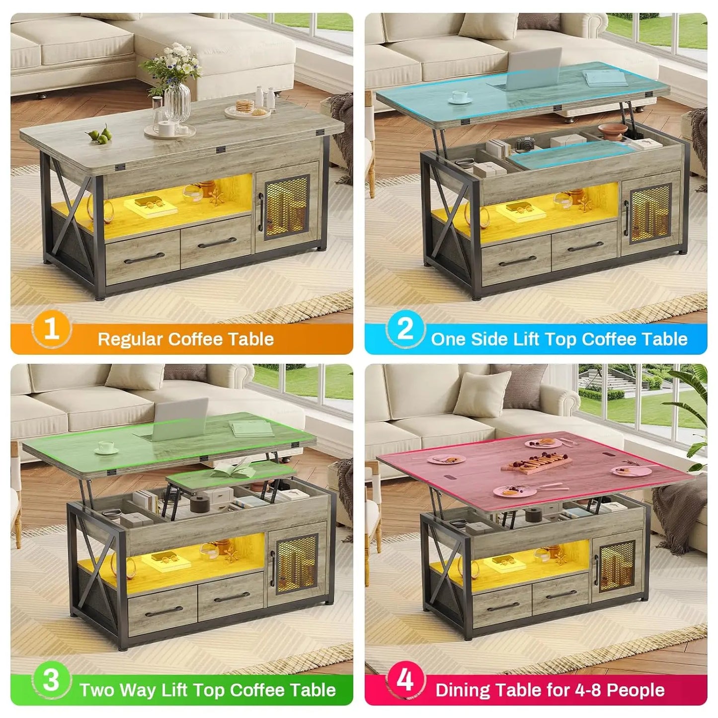 MOYU Modern Lift Top Coffee Table With Storage Cabinet