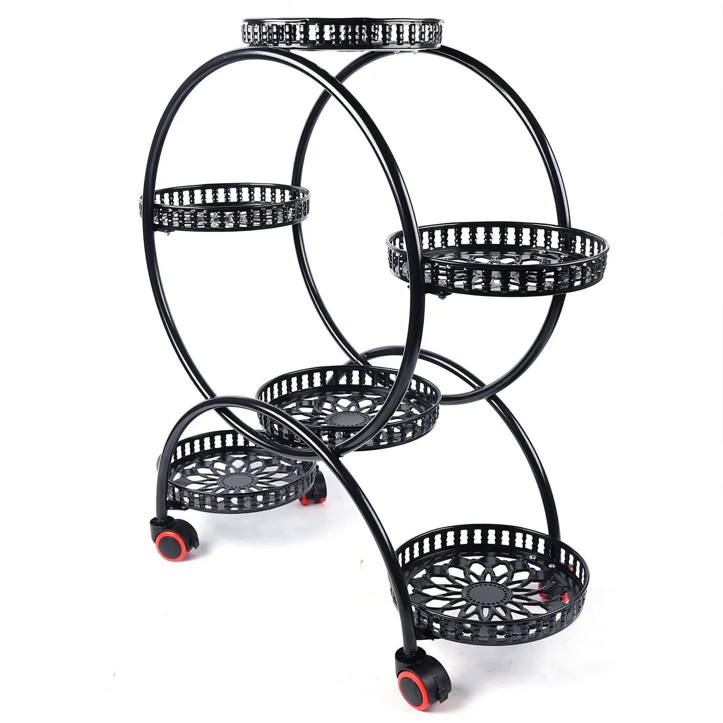 Metal Plant Stand For 6 Pots With Wheels For Outdoor