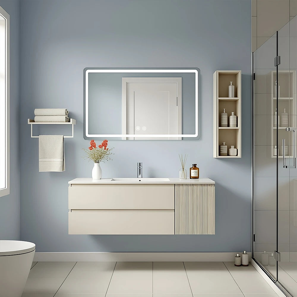 MYGIIVOVO LED Backlit Fogless Wall Mounted Vanity Mirror Demister