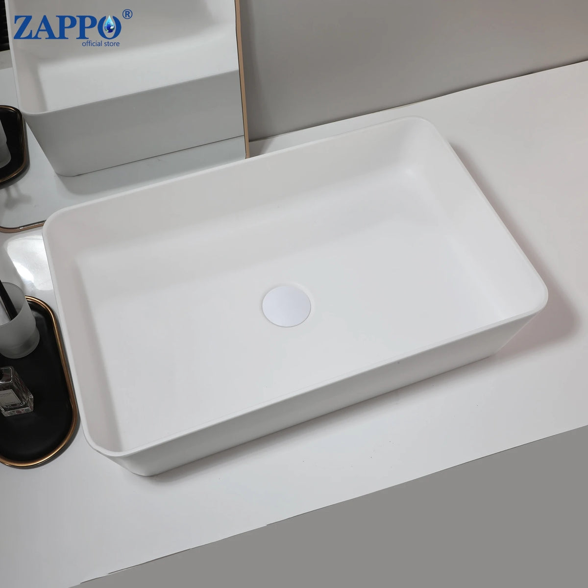 Mekkhala Rectangular Stone Resin Vessel Bathroom Sink