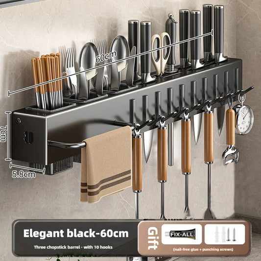Heavy Duty Carbon Steel Wall Mount Knife Rack For Utensils