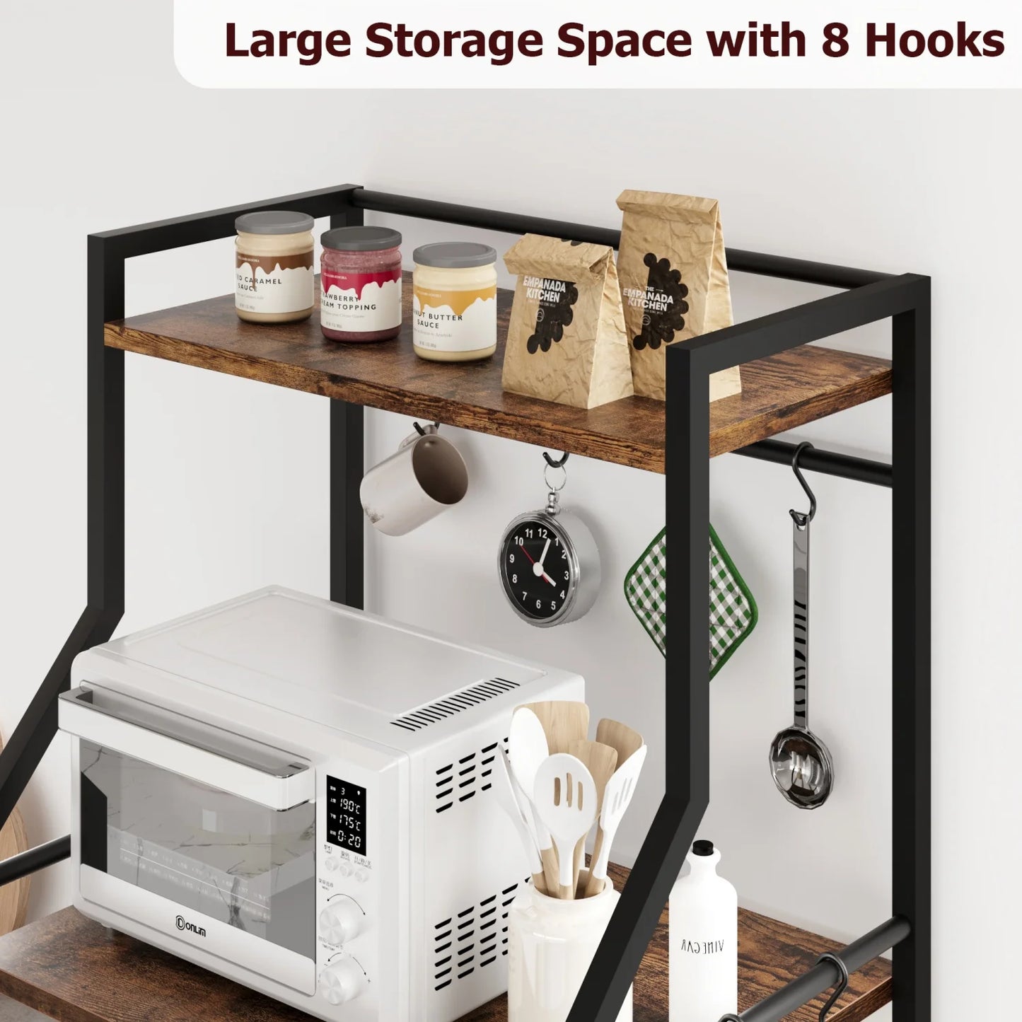 HiMISS Kitchen Bakers Rack Microwave Oven Stand Industrial Wire Baskets