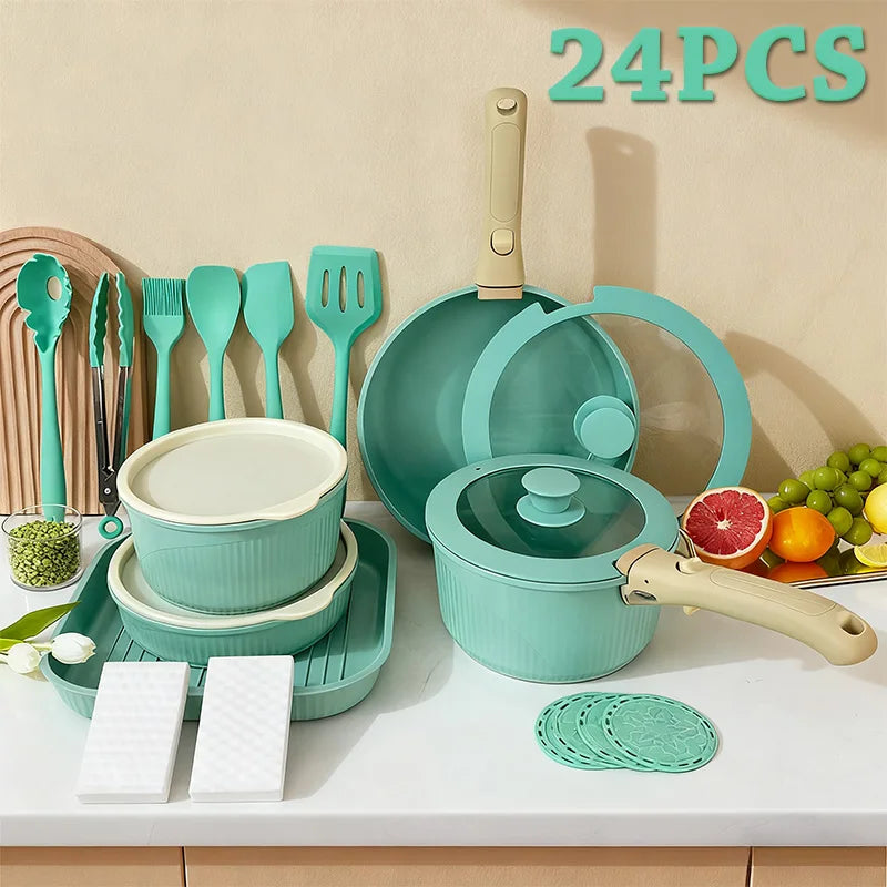 Nonstick Pots And Pans Set With Detachable Handles Induction RV Oven Safe