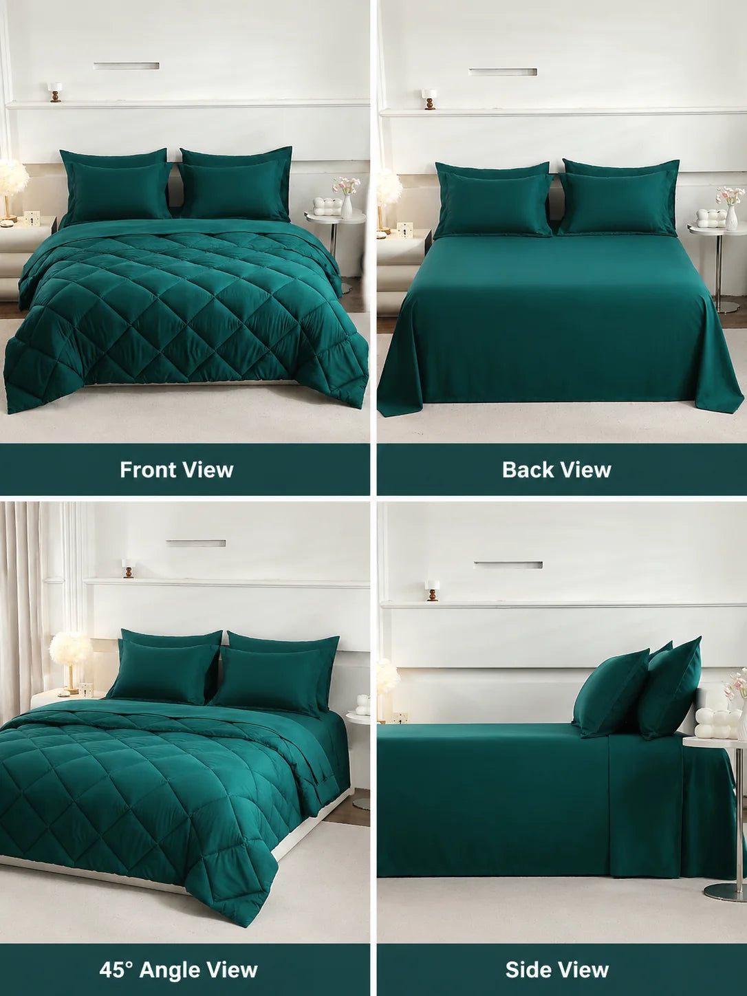 EasYum 7 Piece Bedding Set With Comforter Flat Fitted Sheets