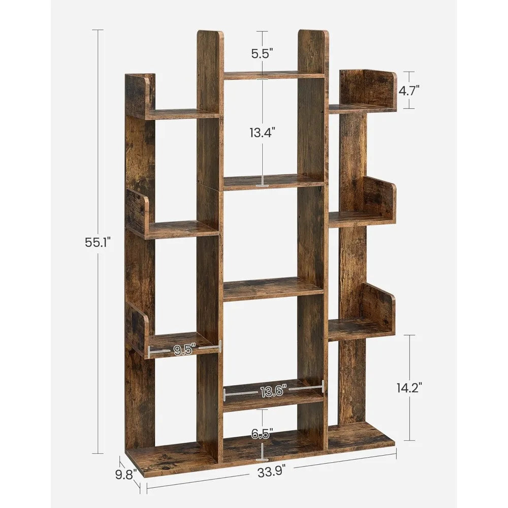 XIUWO Tree Shaped Bookcase With 13 Compartments Storage