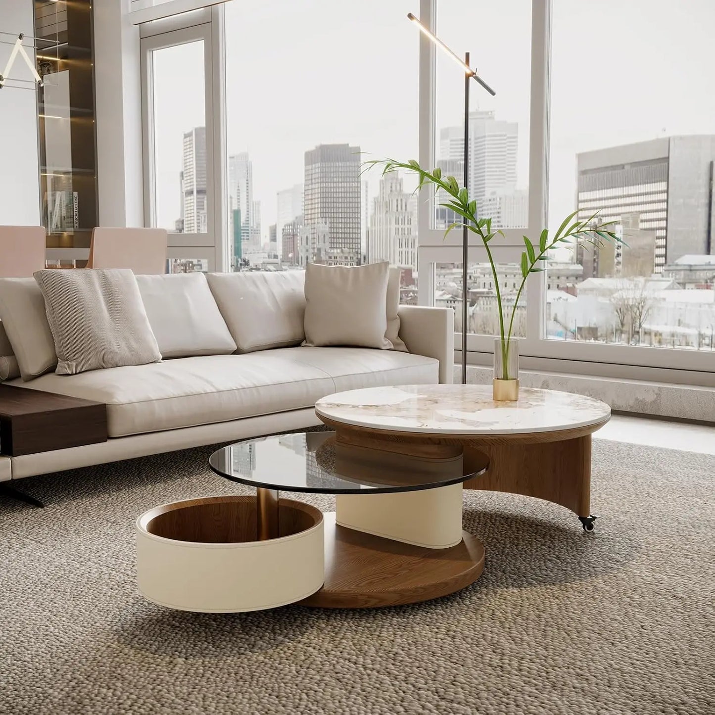 Oval Marble Coffee Table With Stainless Steel Base