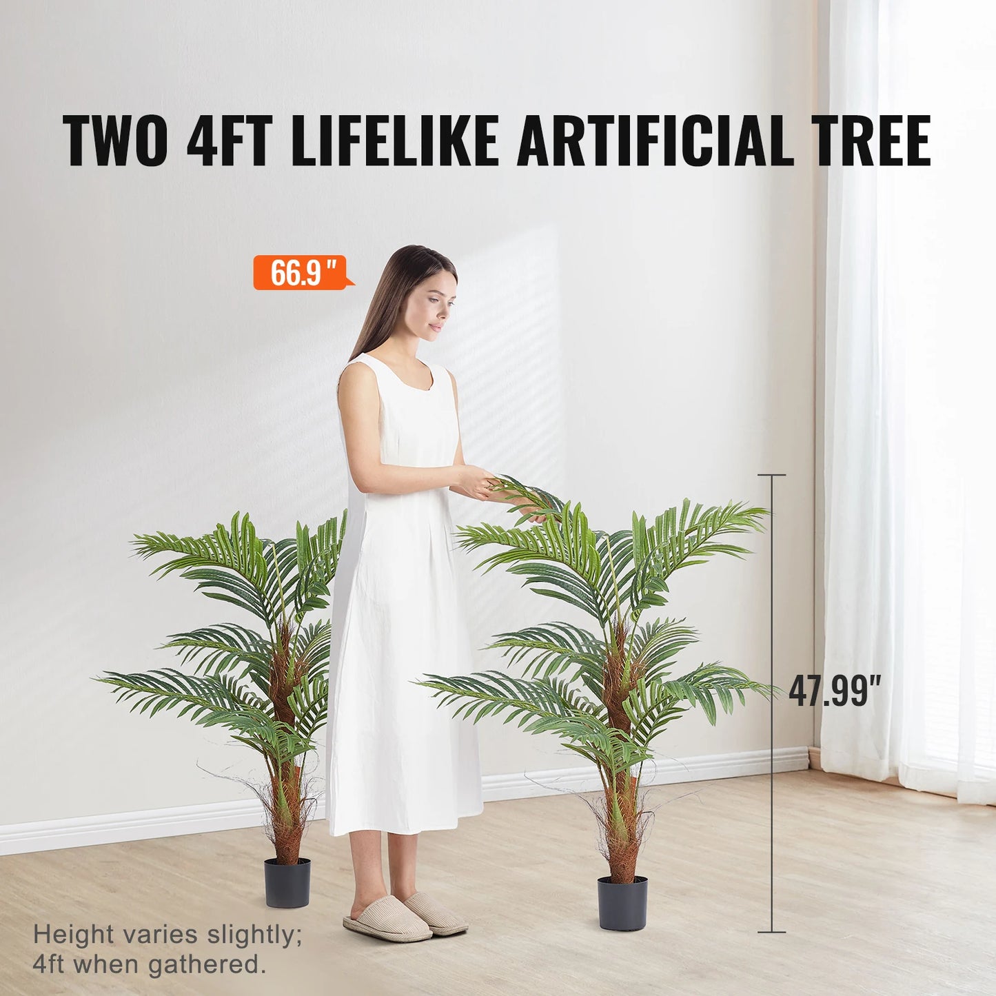 SucceBuy Artificial Palm Tree Faux Plant With Anti Tip Design