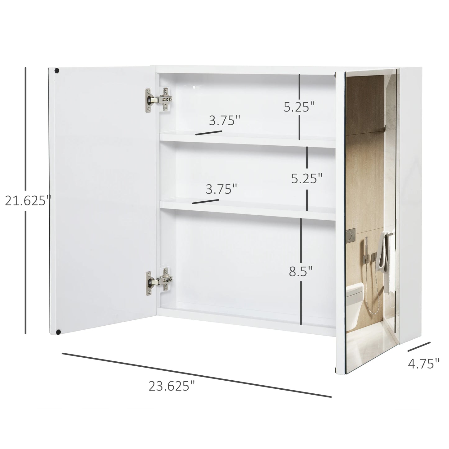 Kleankin Bathroom Mirrored Cabinet Wall Mounted Medicine Cabinet With Doors