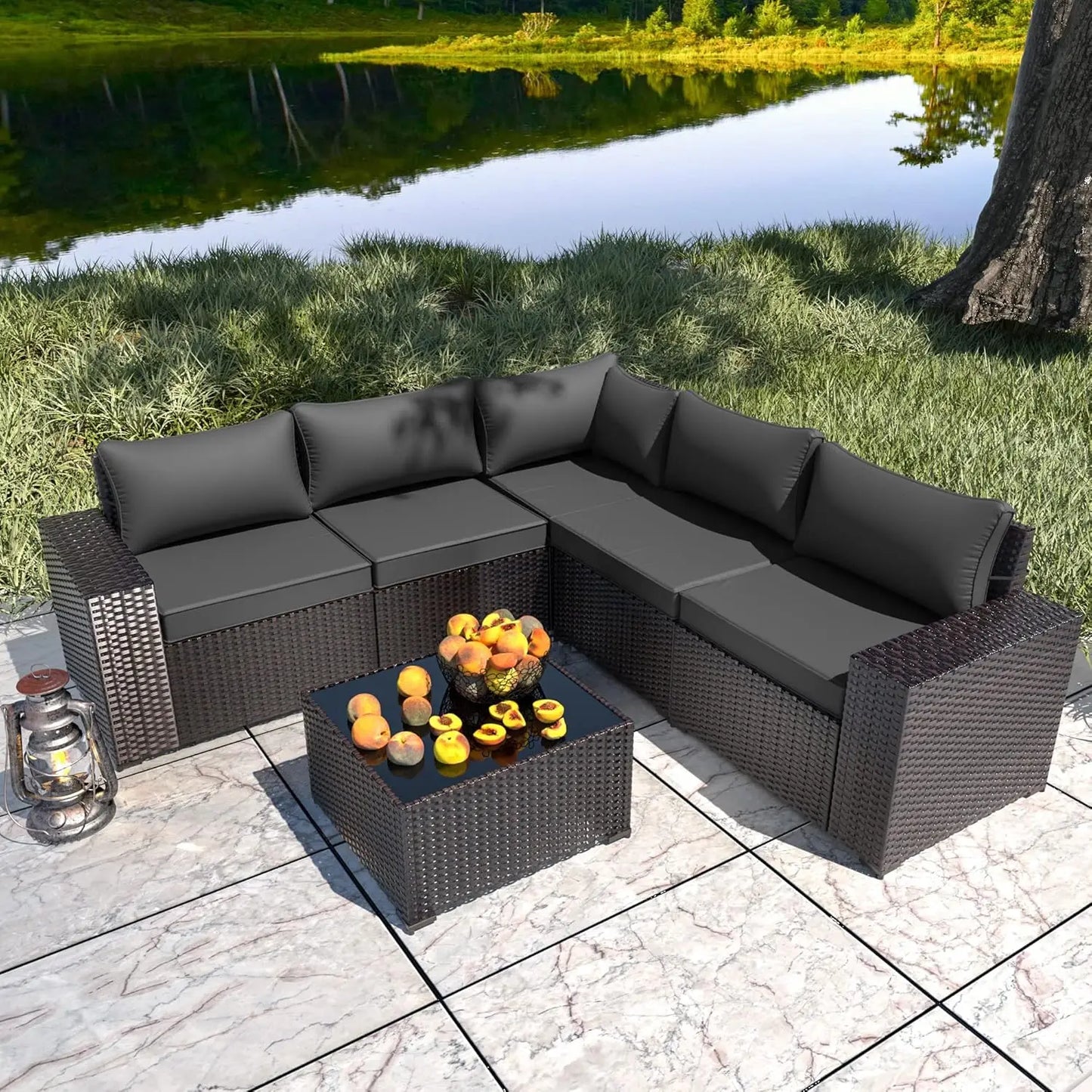XIAOLANG Outdoor Patio Furniture Conversation Set Weather PE Rattan Wicker