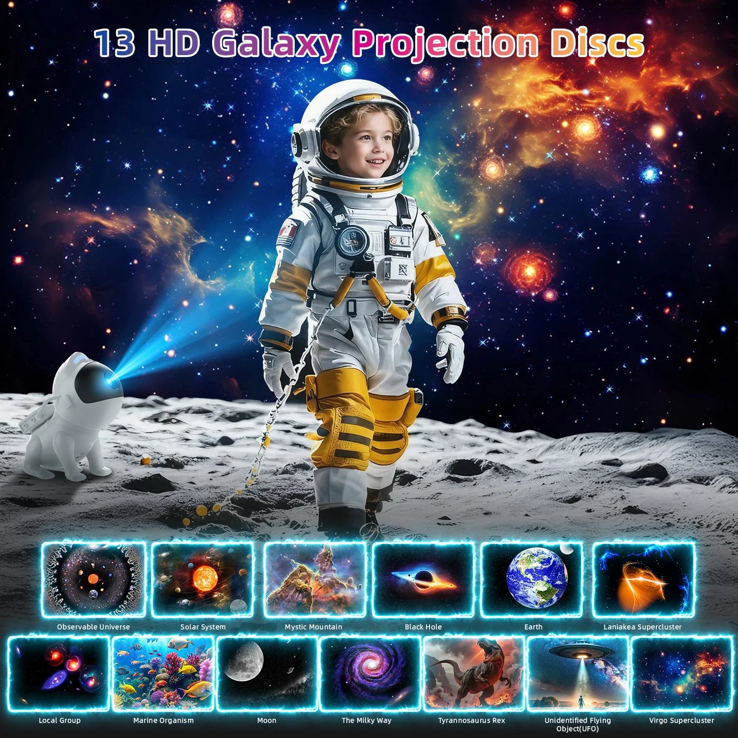 AUSYLE Star Projector Dog Night Light Galaxy Discs