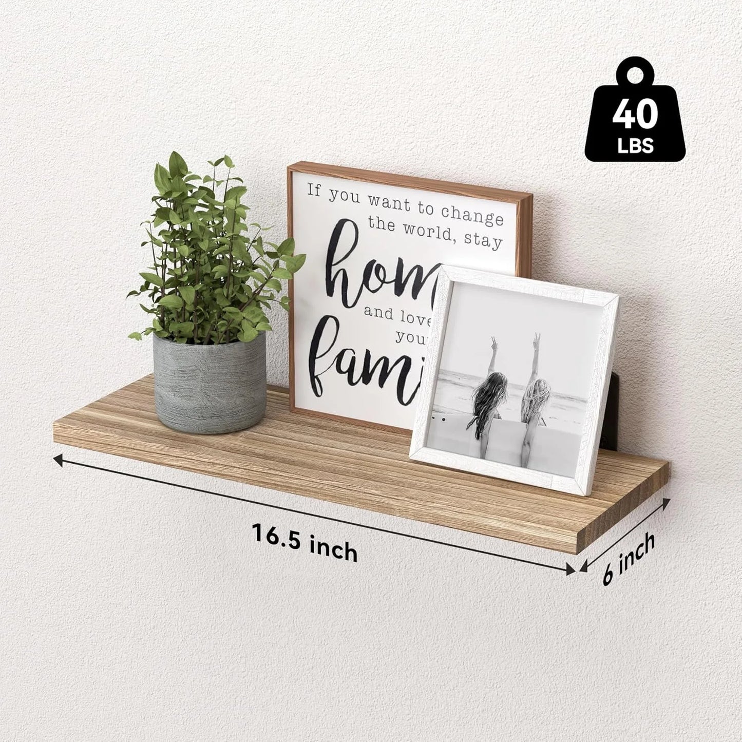 Wood Floating Shelves 6 Pack For Wall Decor And Storage