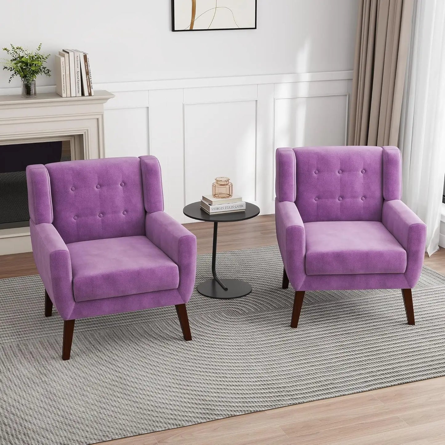 PU Leather Accent Chairs Set Of 2 Modern Armchairs