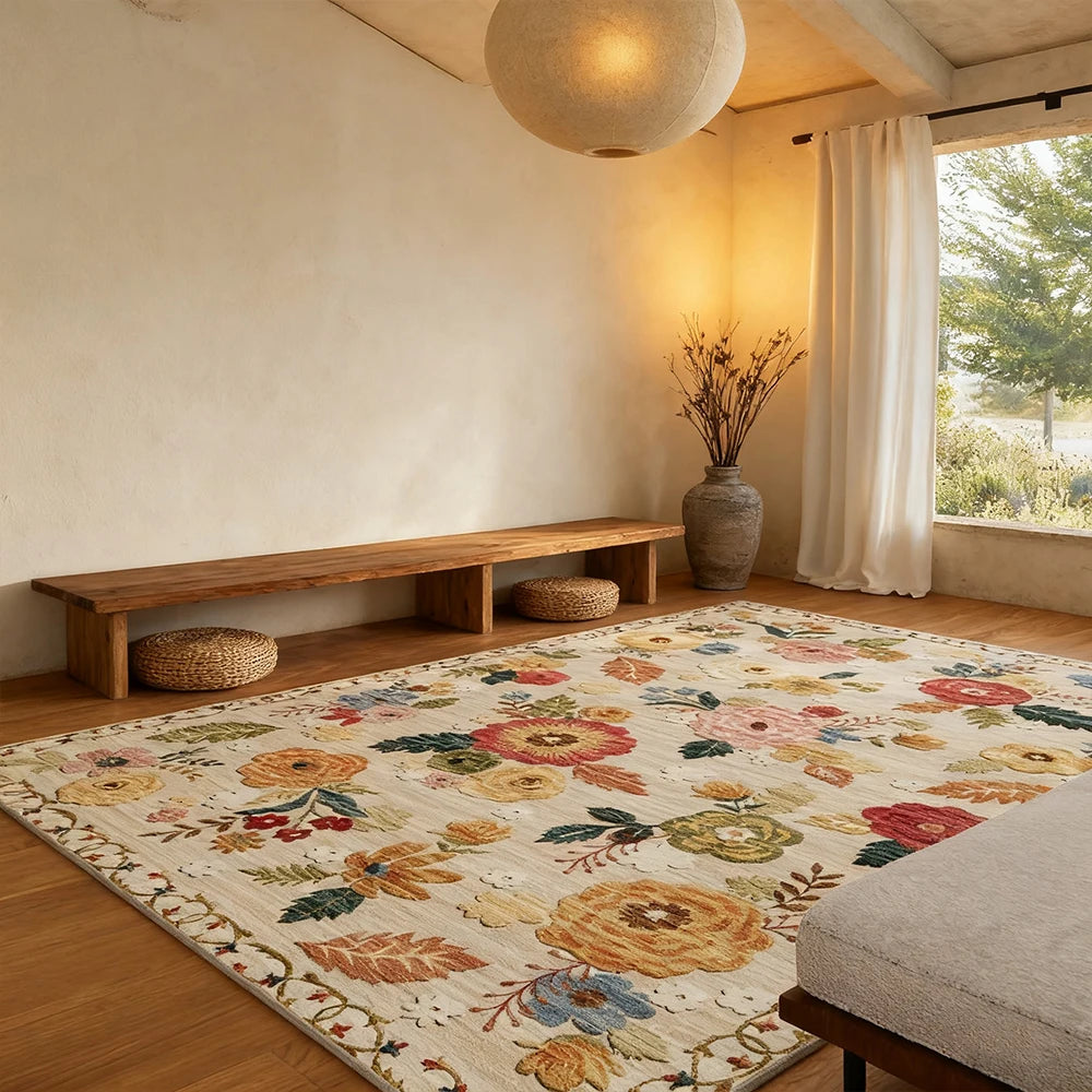 Boho Kilim Area Rug Machine Washable Non Shedding Low Pile Living Room