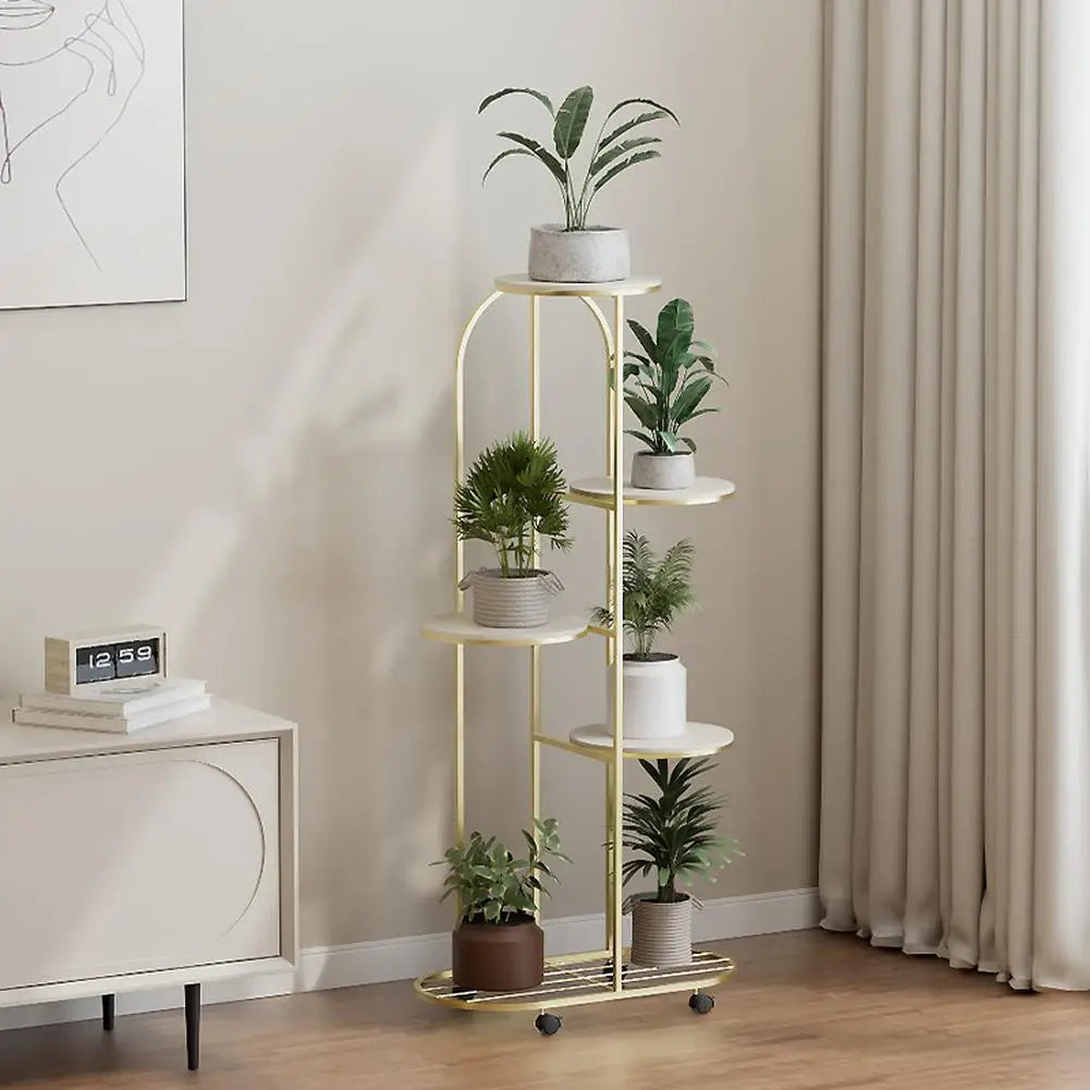 HiMISS Metal Plant Stand Five Tier Indoor Outdoor Display Shelf