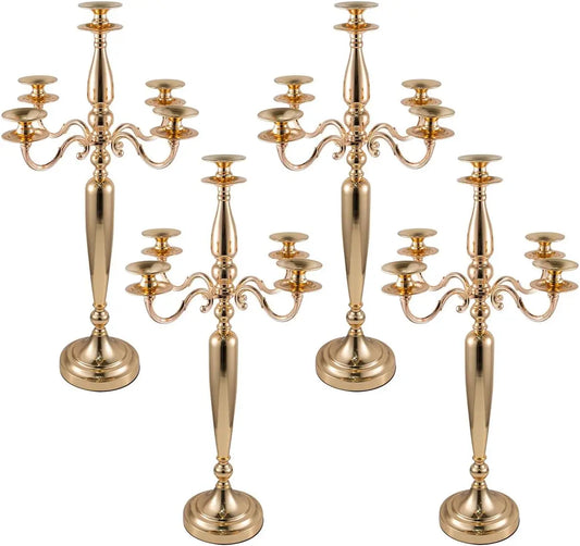 VINCIGANT 4 Piece 5 Arm Candelabra Candle Holder Table Centerpieces