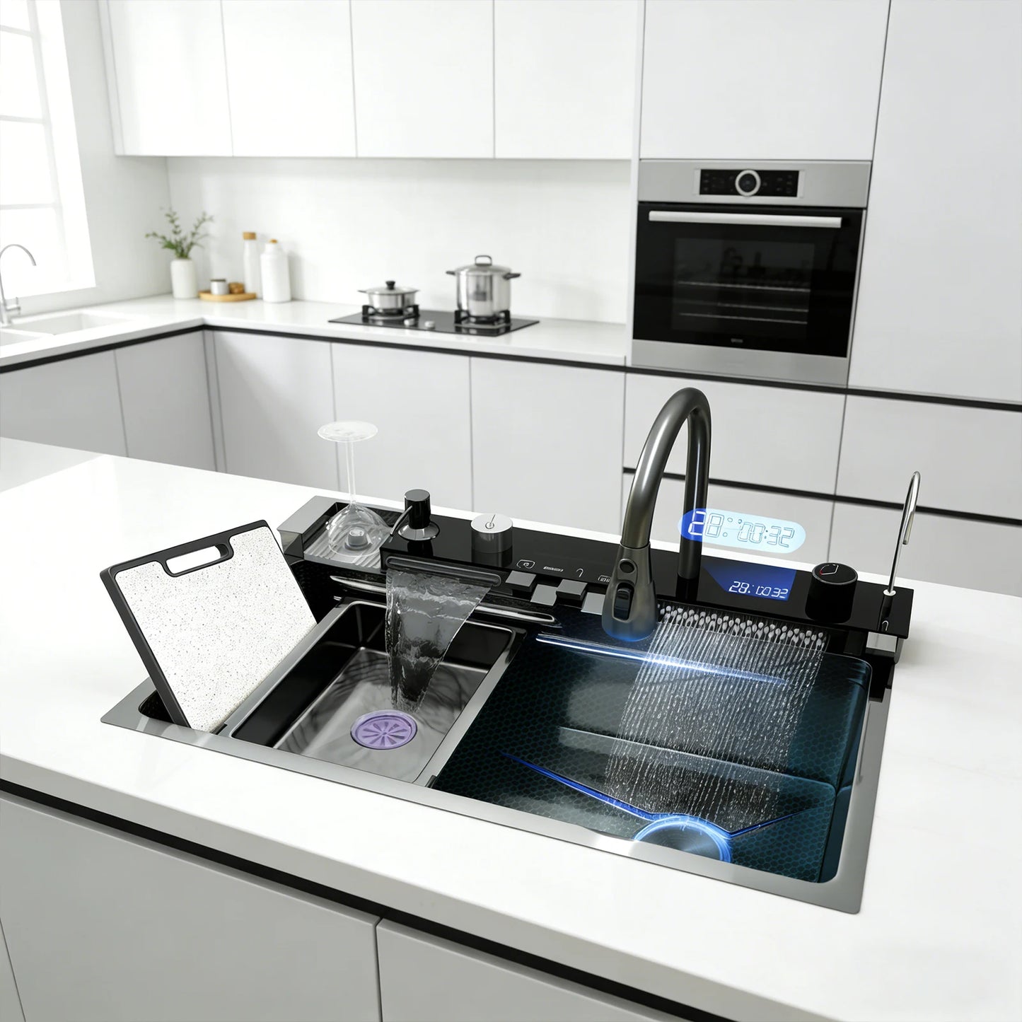 BusySink Stainless Steel Kitchen Sink With Digital Display