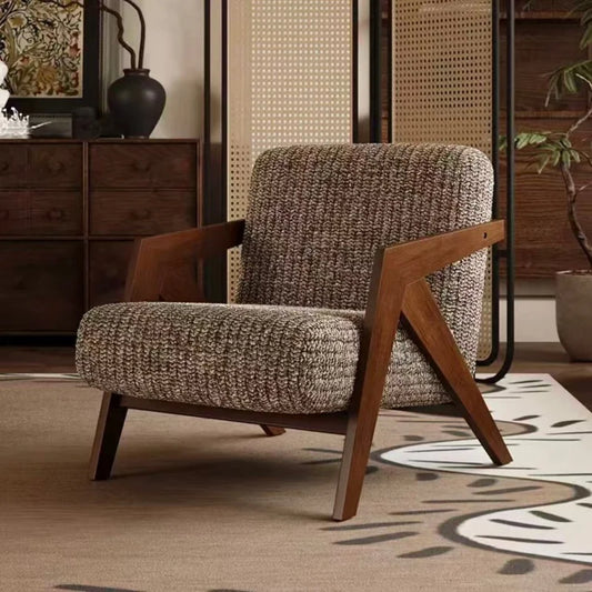 Wooden Frame Fabric Armchair Single Seat Lounge Chair