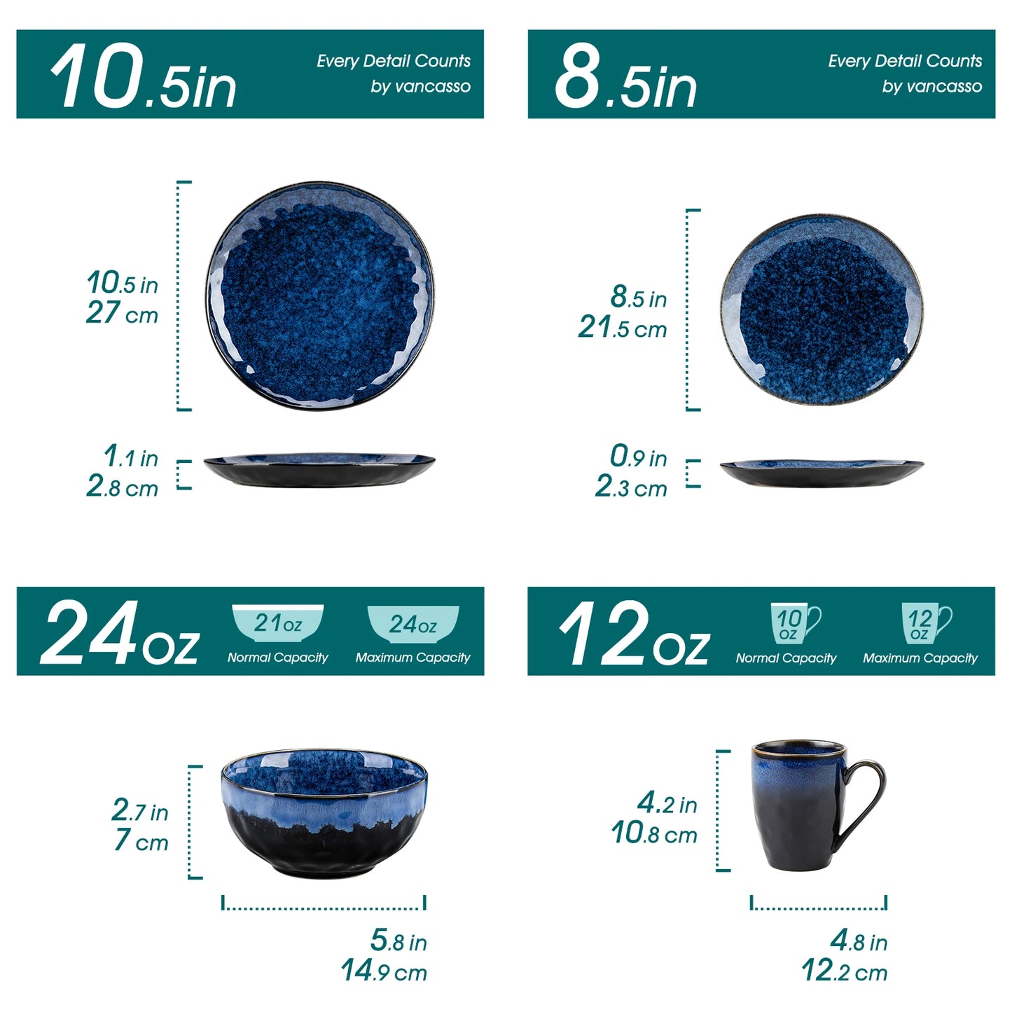 Malacasa Starry Dinnerware Set Service For Four
