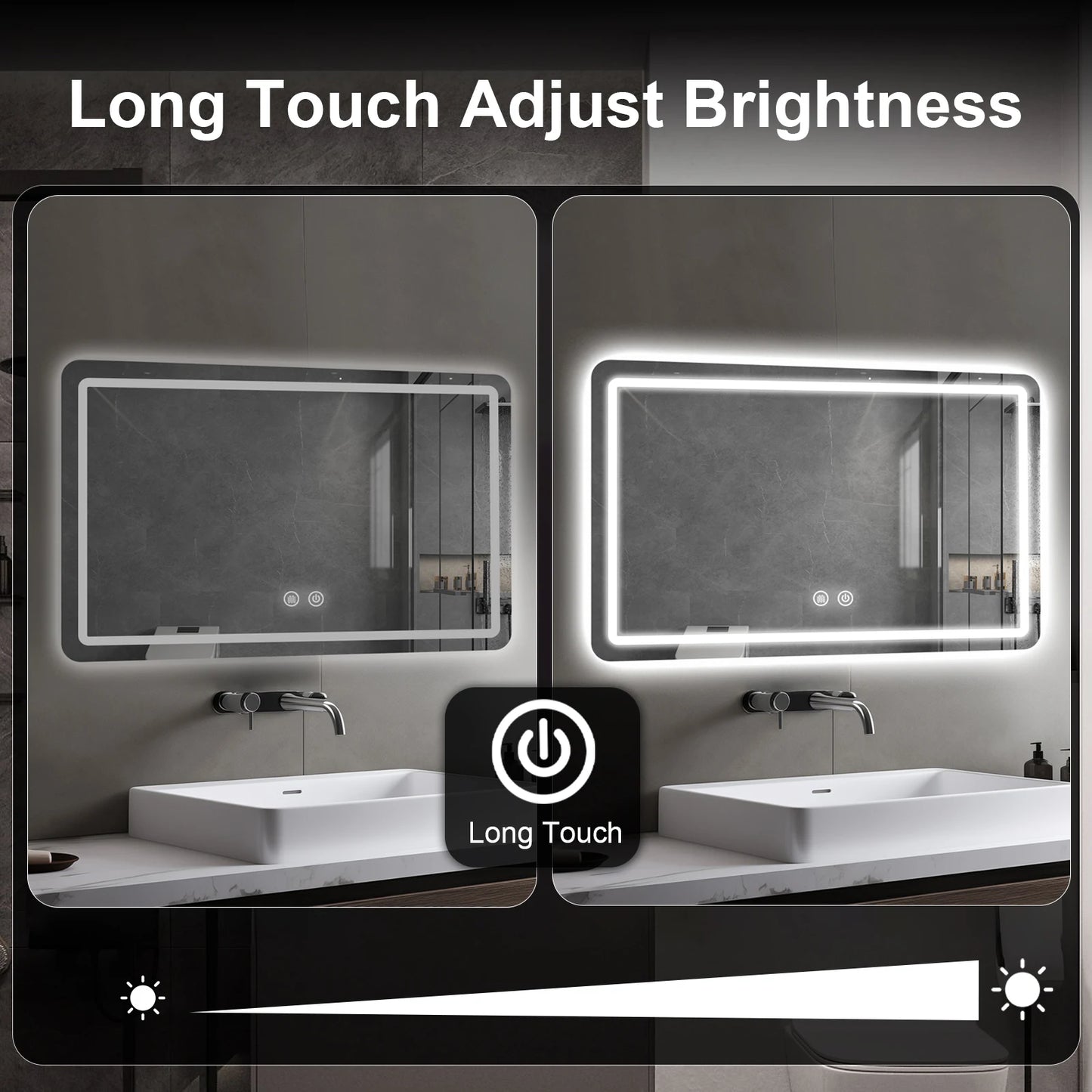 MYGIIVOVO LED Backlit Fogless Wall Mounted Vanity Mirror Demister