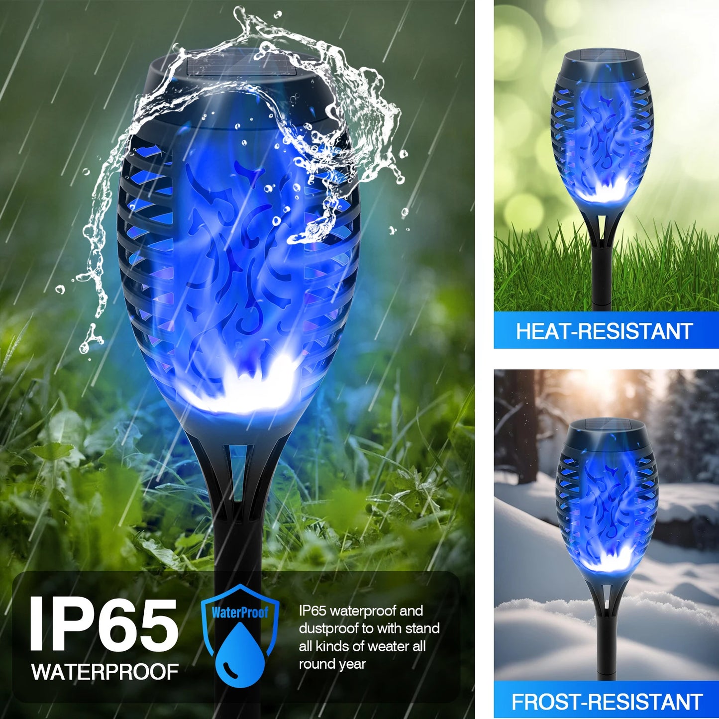 Solar Torch Lights 8 Pack Flickering Flame Waterproof Garden Decor