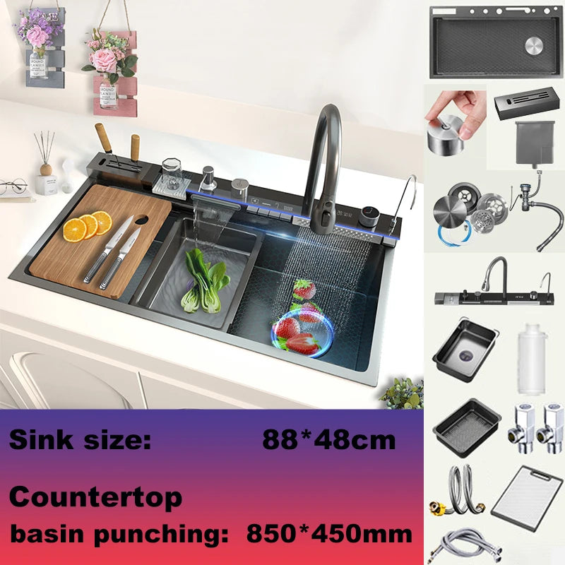 BusySink Stainless Steel Kitchen Sink With Digital Display