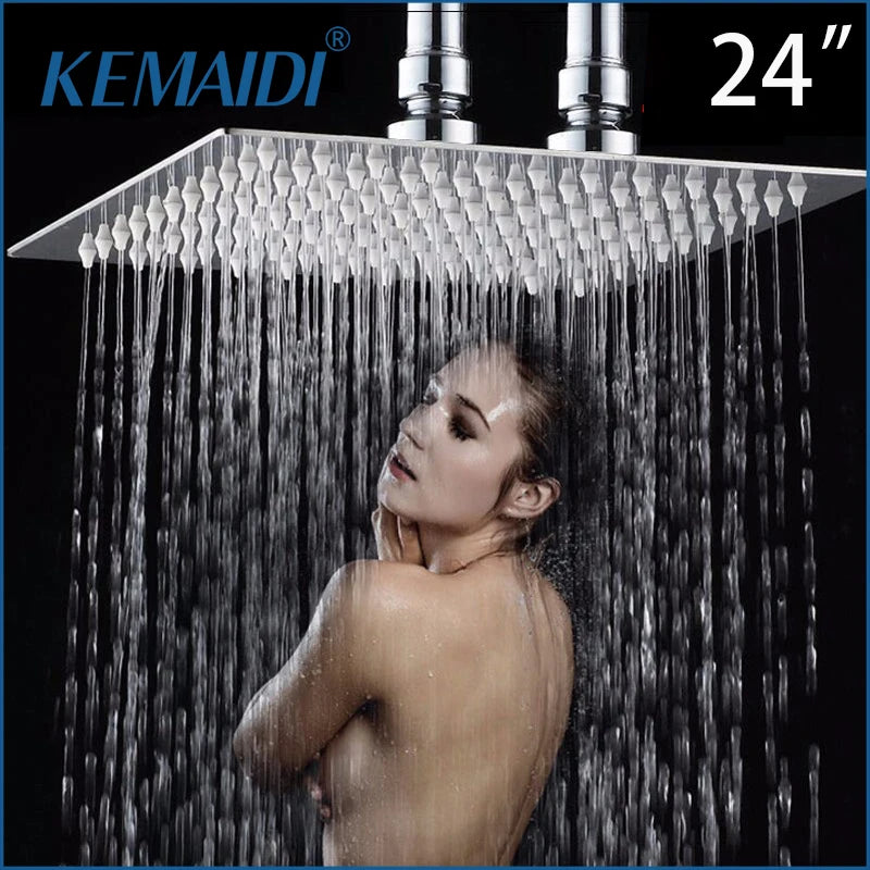 MEKKHALA Rainfall Shower Head Square Stainless Steel High Pressure
