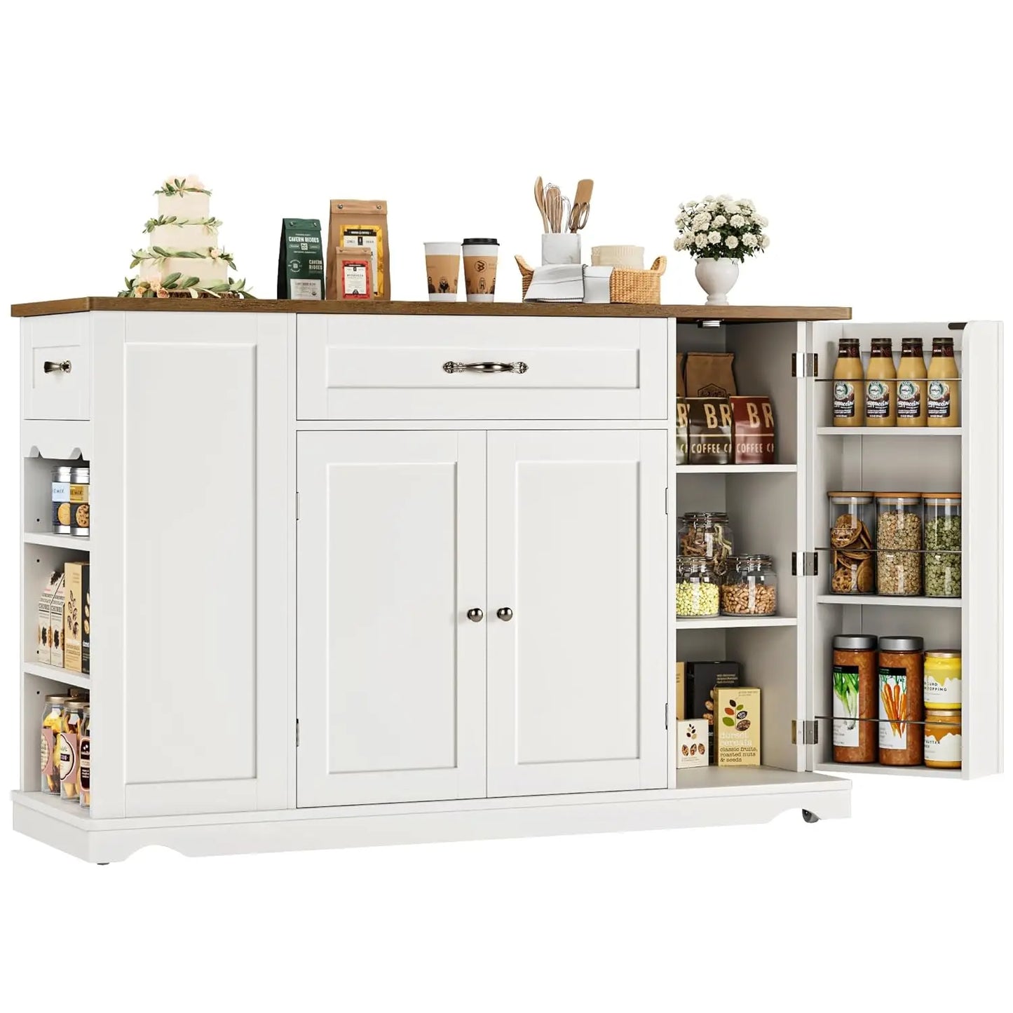 MOYU Kitchen Island Cart With Storage On Wheels 2 Drawers