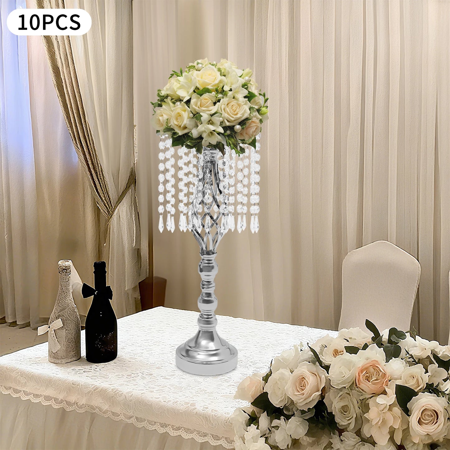 Crystal Flower Stand Wedding Centerpiece Holder Iron Vase