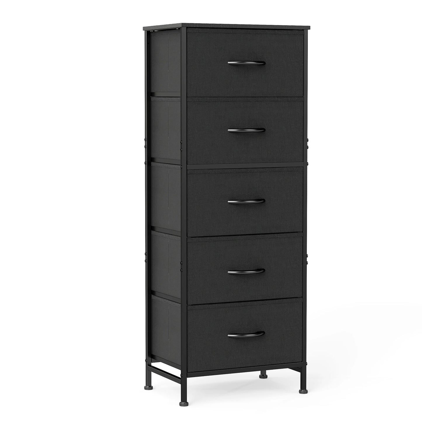 JHK Five Drawer Fabric Dresser With Steel Frame Closet