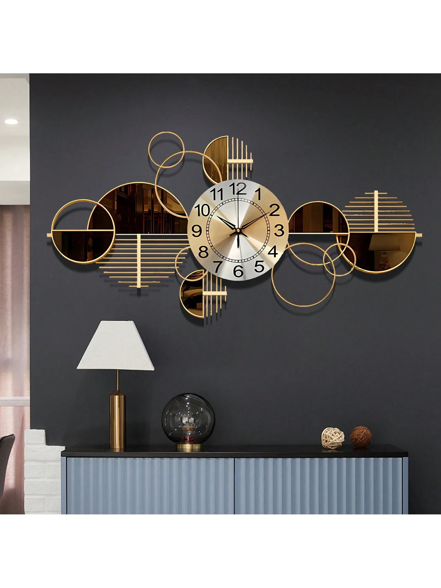 Metal Wall Clock 3D Wall Art Decorative For Living Room