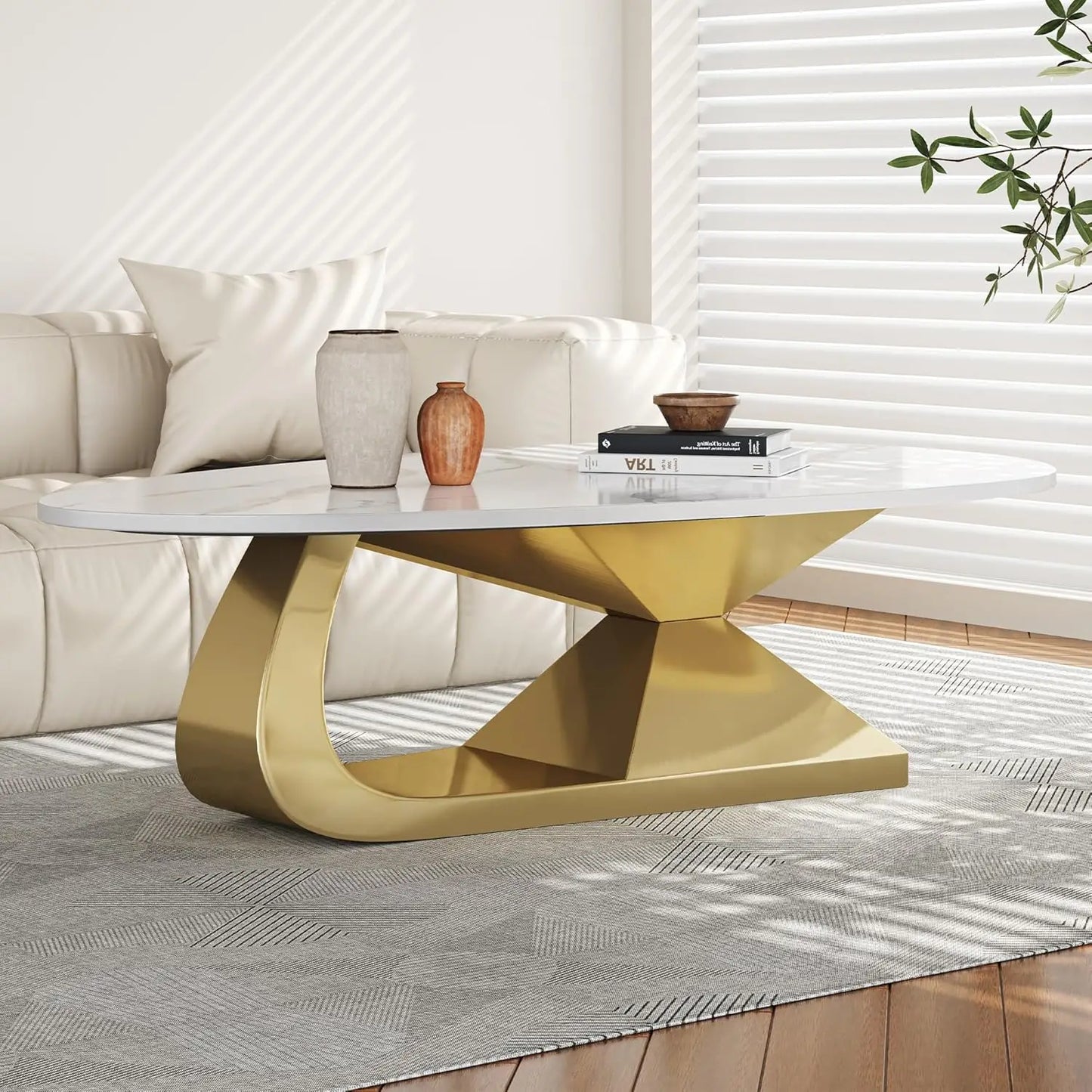 Modern Coffee Table With Stainless Steel Pedestal Luxury