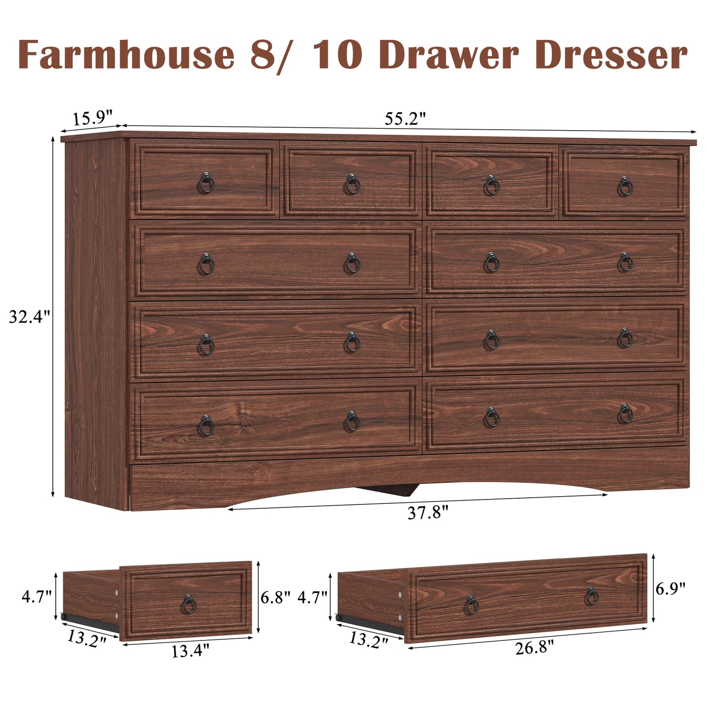 BIGBIGLIFE Mid Century Modern Wood Dresser Storage Chest Bedroom