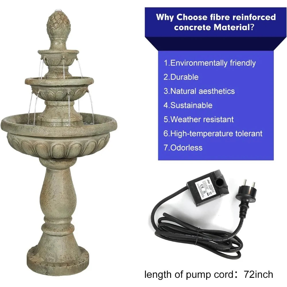 Sunjet Concrete Outdoor Water Fountain Garden Patio
