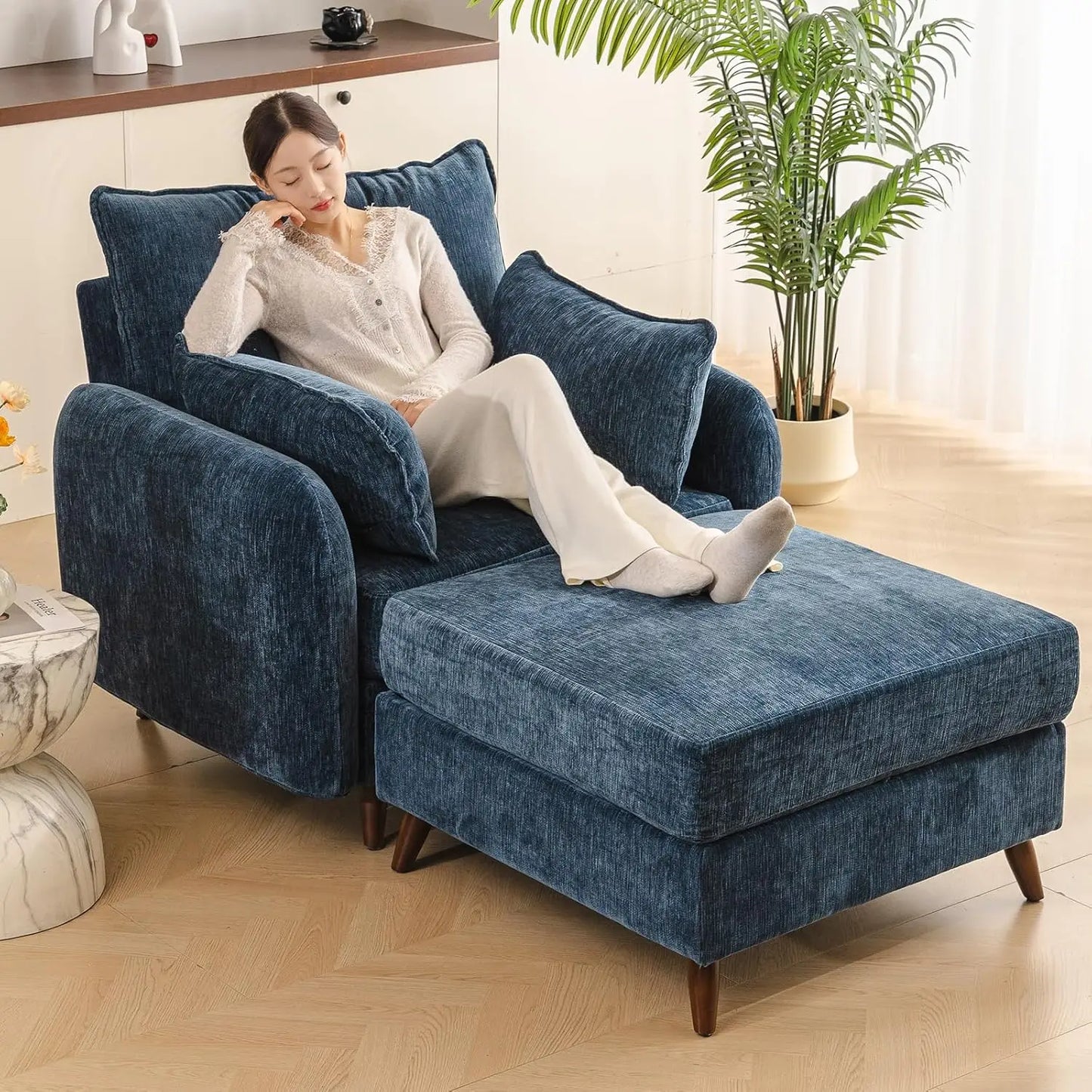 MOYU Accent Chair With Ottoman Storage Living Room