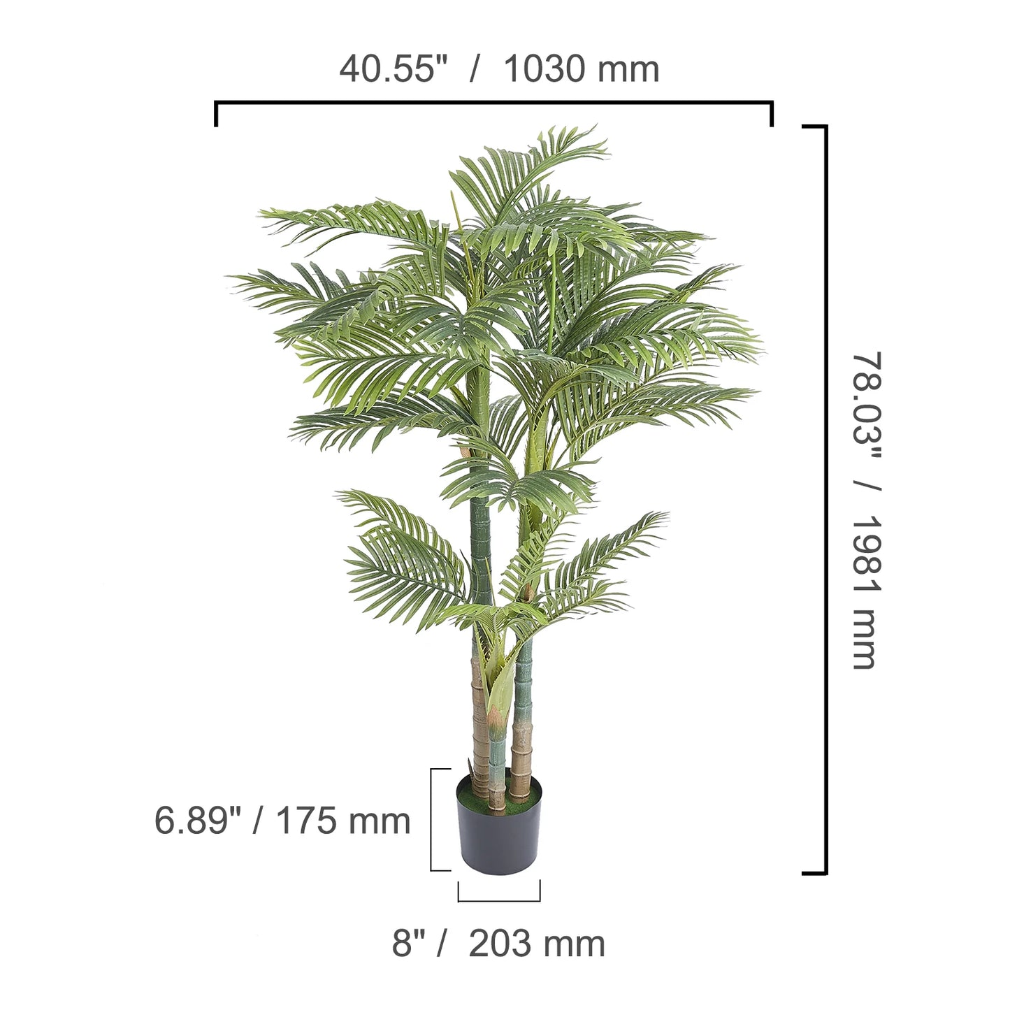 SucceBuy Artificial Palm Tree Faux Plant With Anti Tip Design