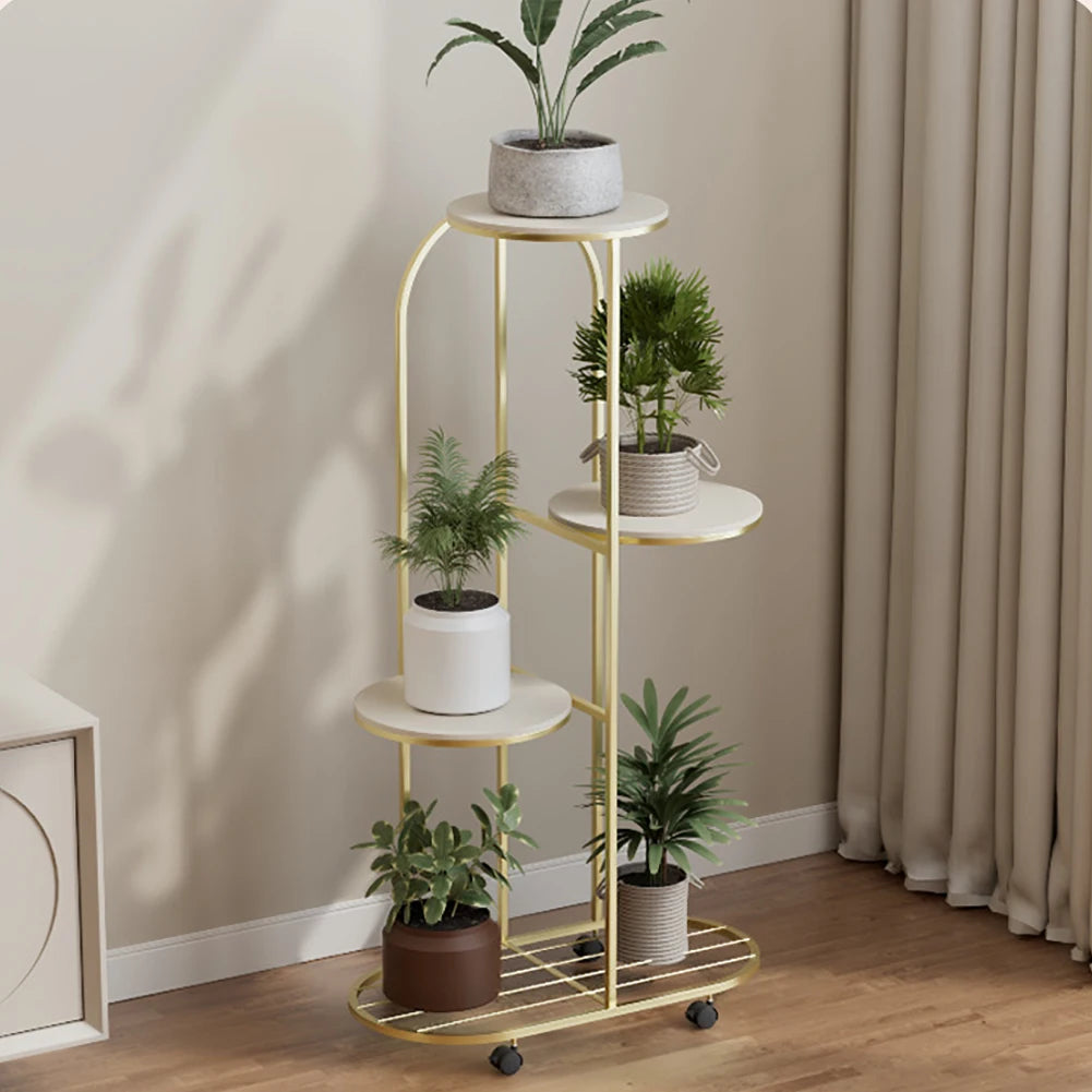 HiMISS Metal Plant Stand Five Tier Indoor Outdoor Display Shelf
