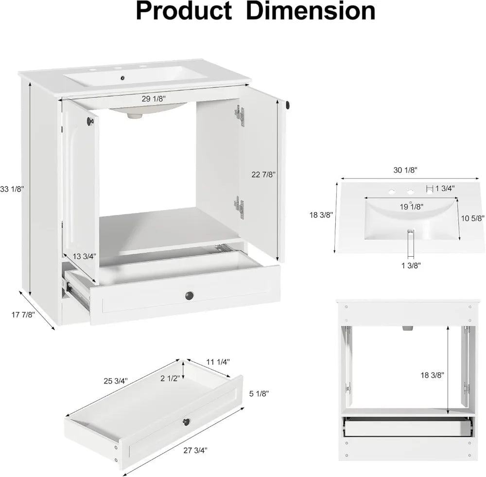 Modern Freestanding Bathroom Vanity With Ceramic Sink And Storage Cabinet