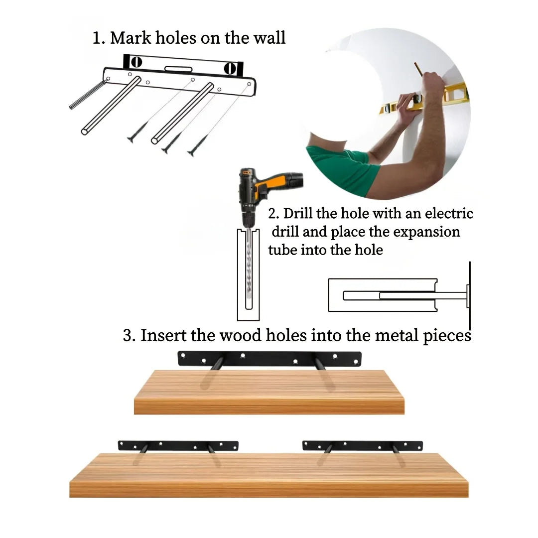 Wood Wall Mounted Shelf For Living Room Modern Minimalist Design