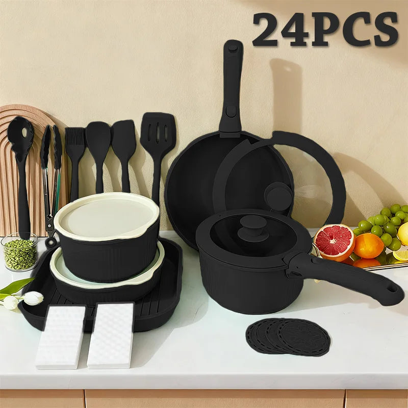 Nonstick Pots And Pans Set With Detachable Handles Induction RV Oven Safe