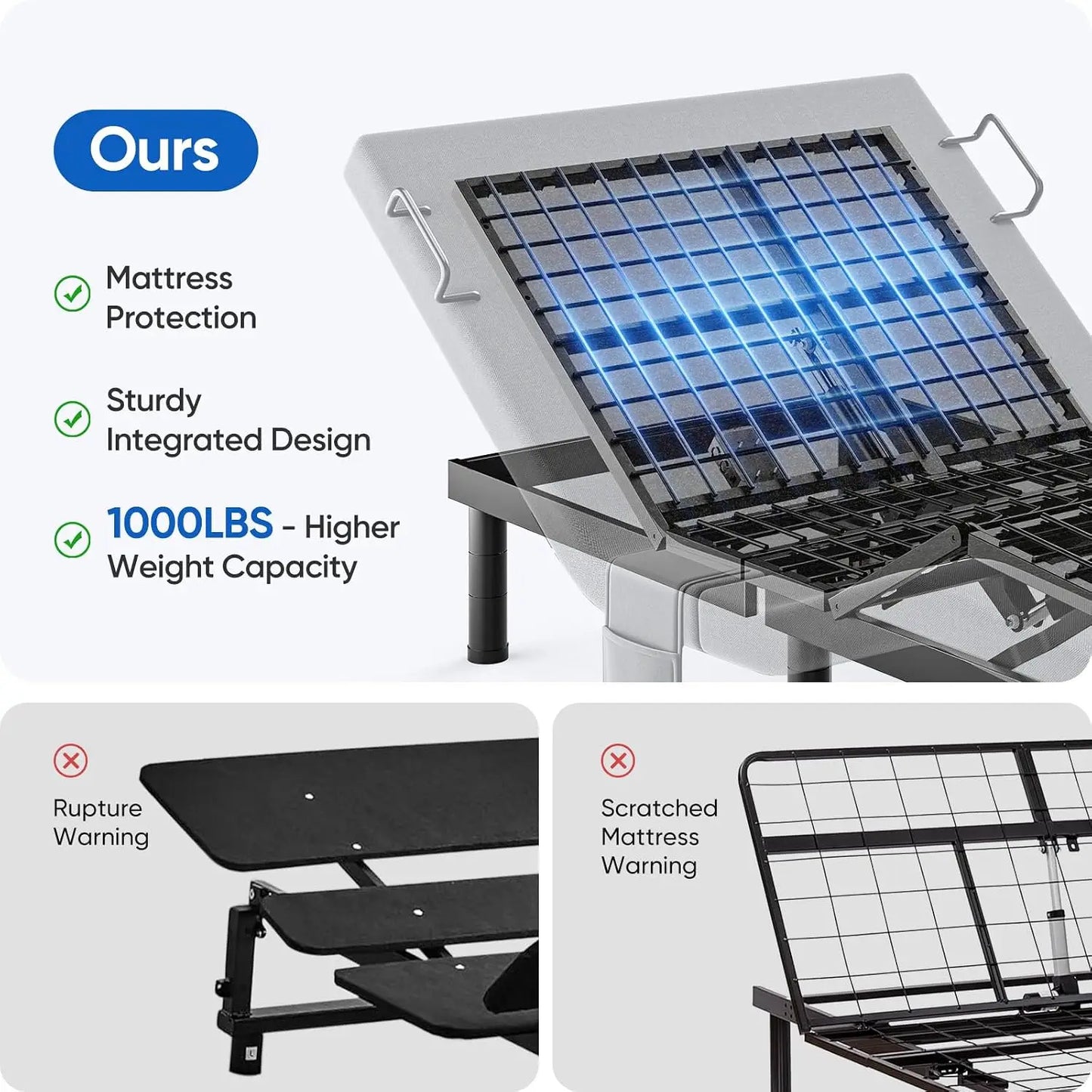 Adjustable Bed Frame With Massage Electric Base USB Ports Remote